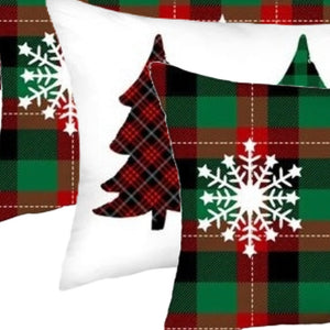 Homeroots Set Of 4 Christmas Plaid Lumbar Decorative Pillow Covers   400939