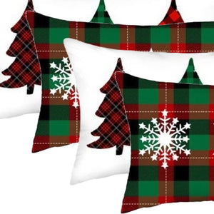 Homeroots Set Of 4 Christmas Plaid Lumbar Decorative Pillow Covers   400939