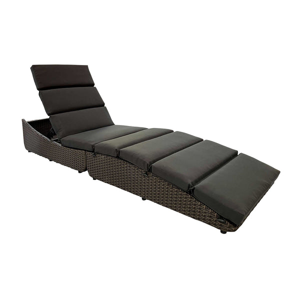 Homeroots 79" Faux Wicker And Dark Grey Cushions Chaise Lounge  Resin Wicker 400946