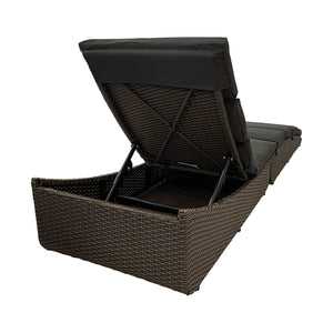 Homeroots 79" Faux Wicker And Dark Grey Cushions Chaise Lounge  Resin Wicker 400946