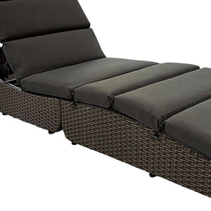 Homeroots 79" Faux Wicker And Dark Grey Cushions Chaise Lounge  Resin Wicker 400946