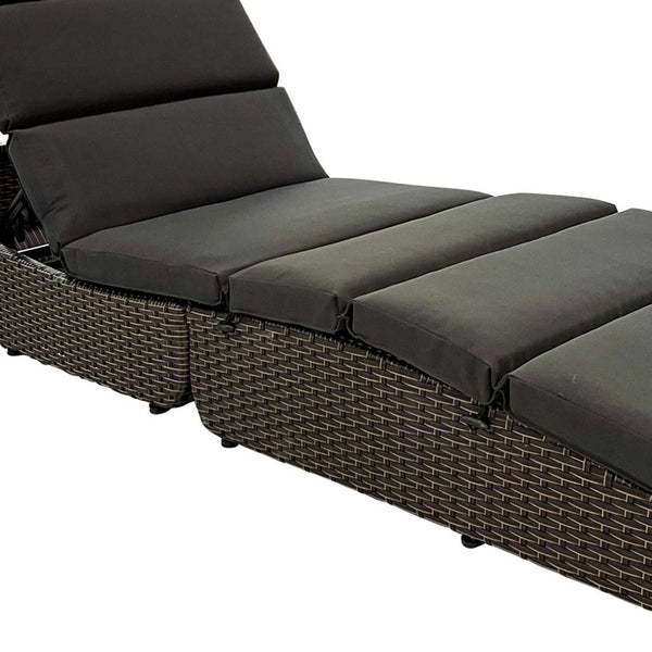 Homeroots 79" Faux Wicker And Dark Grey Cushions Chaise Lounge  Resin Wicker 400946