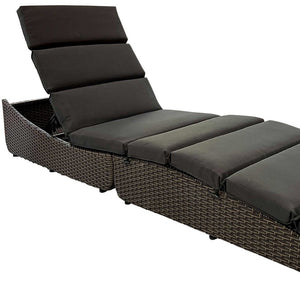 Homeroots 79" Faux Wicker And Dark Grey Cushions Chaise Lounge  Resin Wicker 400946