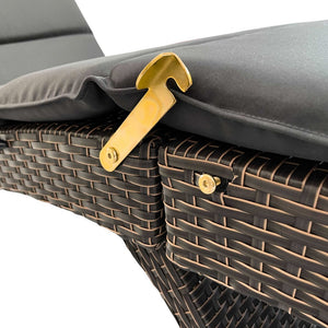 Homeroots 65" Faux Wicker And Dark Grey Cushions Chaise Lounge  Resin Wicker 400947