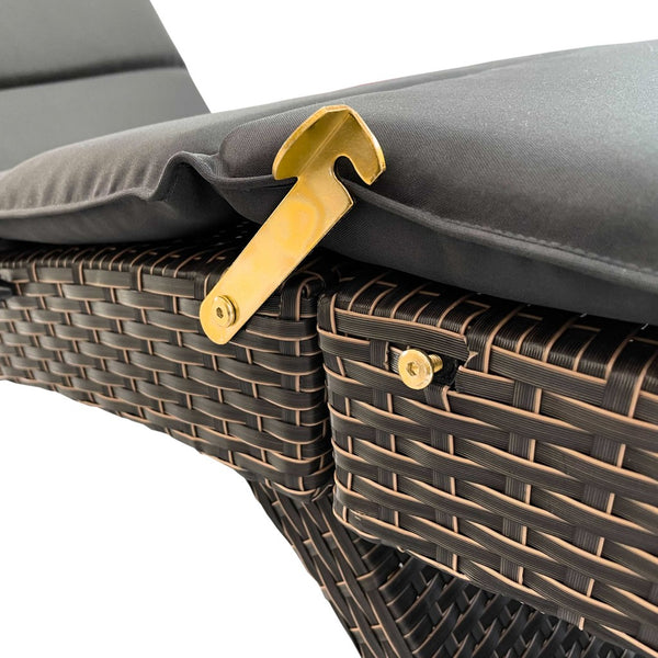 Homeroots 65" Faux Wicker And Dark Grey Cushions Chaise Lounge  Resin Wicker 400947