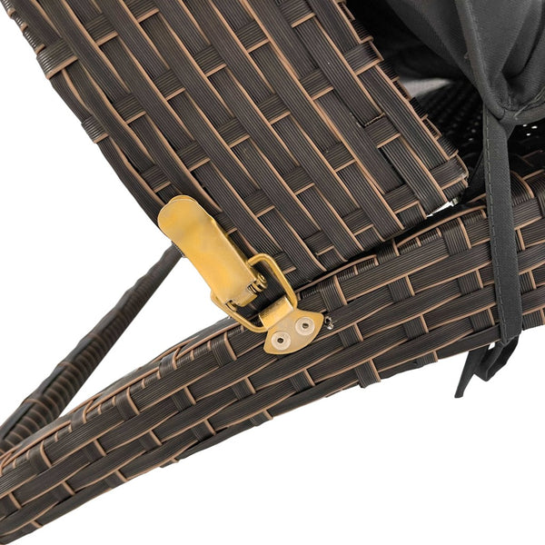 Homeroots 65" Faux Wicker And Dark Grey Cushions Chaise Lounge  Resin Wicker 400947