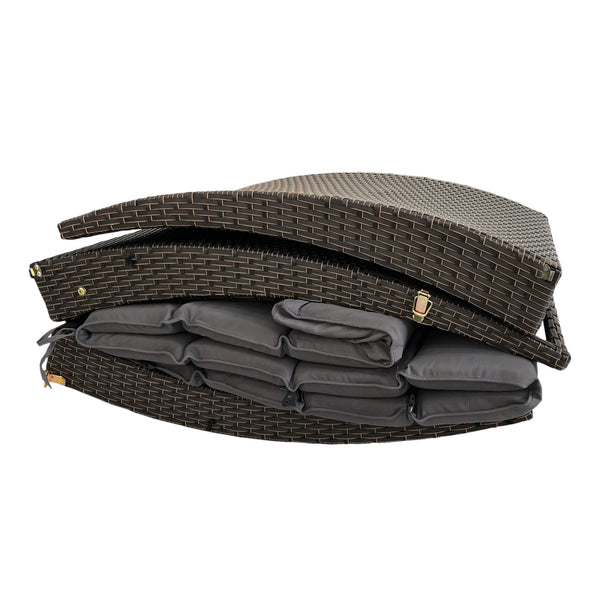 Homeroots 65" Faux Wicker And Dark Grey Cushions Chaise Lounge  Resin Wicker 400947