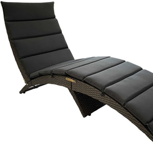 Homeroots 65" Faux Wicker And Dark Grey Cushions Chaise Lounge  Resin Wicker 400947