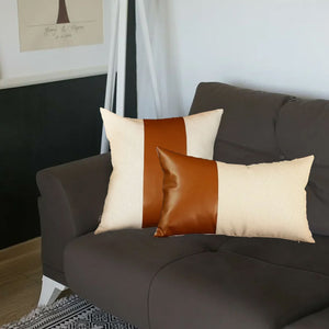 Homeroots Set Of 2 Brown And White Modern Throw Pillows   400959