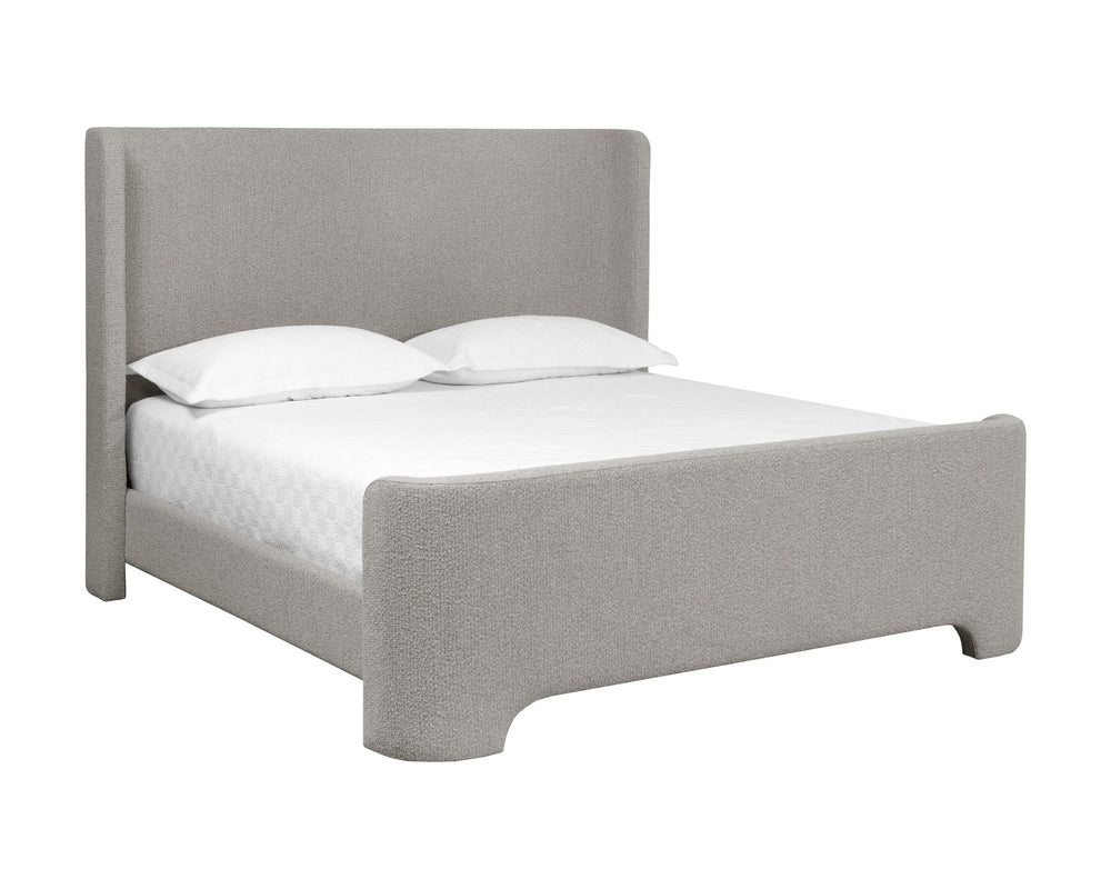 Sunpan Ives Bed - Elegant Upholstered Design with Curved Profile, No Box Spring Required for Ultimate Comfort King