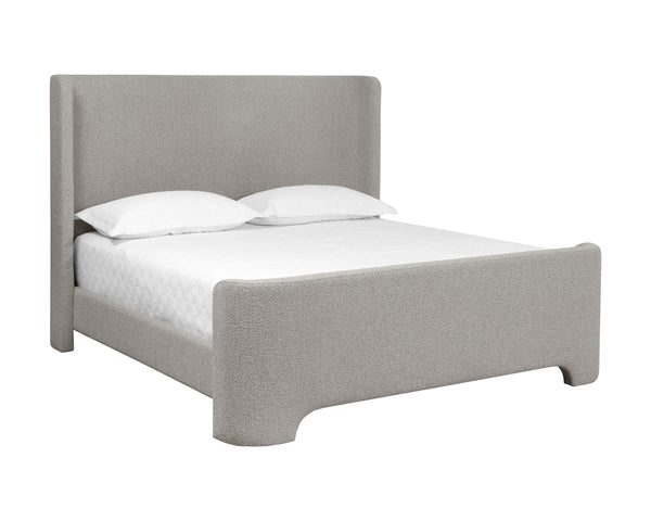 Sunpan Ives Bed - Elegant Upholstered Design with Curved Profile, No Box Spring Required for Ultimate Comfort King