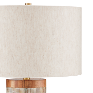 Hyson Table Lamp - Contemporary Brown Design with Natural Horn, Wood, and Elegant Brass Finish