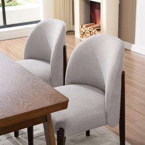 English Elm Wooden Wingback Dining Chairs Upholstered Farmhouse Modern Set with Lumbar Support Grey W3244P429256