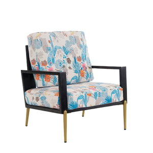 English Elm Christopher Knight Home® - Floral Velvet Accent Chair with Removable Washable Cover, Plush 5.51" Cushions & Gold Legs for Living Spaces N817P237961B