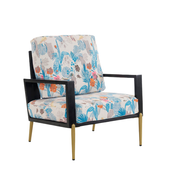 English Elm Christopher Knight Home® - Floral Velvet Accent Chair with Removable Washable Cover, Plush 5.51" Cushions & Gold Legs for Living Spaces N817P237961B