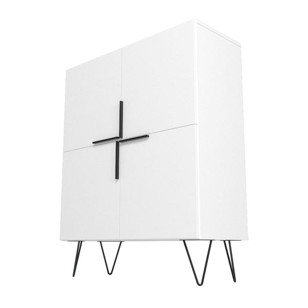 Manhattan Comfort Beekman Mid-Century Modern Cabinet White 400AMC198