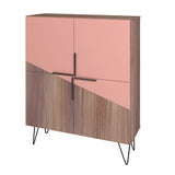 Manhattan Comfort Beekman Mid-Century Modern Cabinet Brown and Pink 400AMC229
