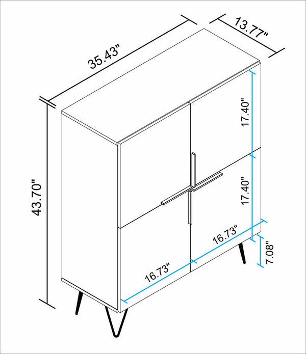 Manhattan Comfort Beekman Mid-Century Modern Cabinet Brown and Pink 400AMC229