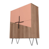 Manhattan Comfort Beekman Mid-Century Modern Cabinet Brown and Pink 400AMC229