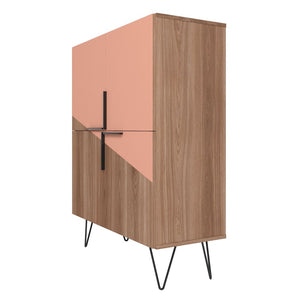 Manhattan Comfort Beekman Mid-Century Modern Cabinet Brown and Pink 400AMC229