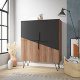 Manhattan Comfort Beekman Mid-Century Modern Cabinet Brown and Black 400AMC240