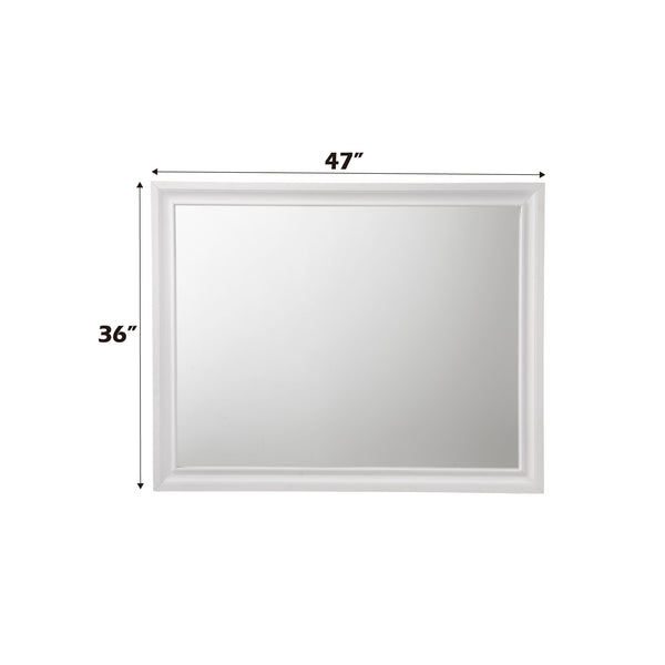 English Elm Naima White Finish Mirror — 41"x31" Sleek Non-Beveled Wall Mirror with Durable Wood Frame, Modern Chic B2726P261239