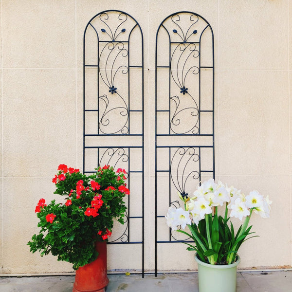 English Elm 4 Pack Powder-coated Metal Garden Trellis Panels Rustproof Climbing Plant Support Outdoor W1586P268031