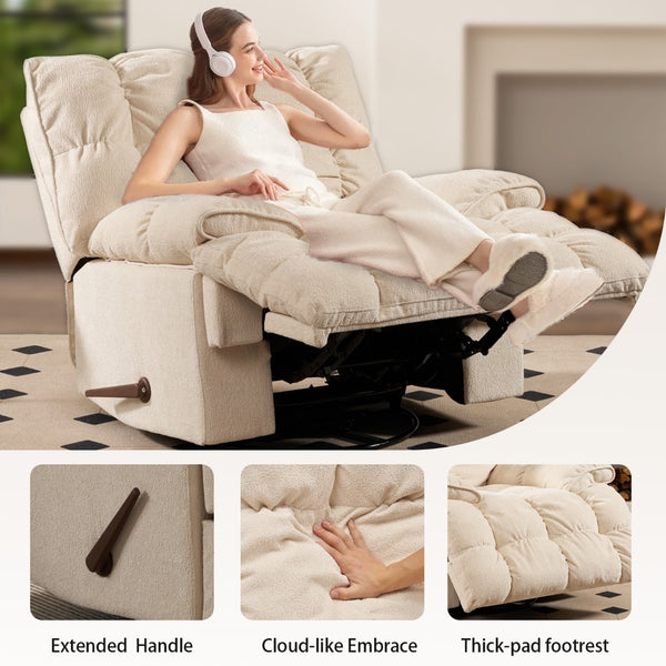 English Elm Sitjoy Swivel Recliner Plush High Back Lounge Chair for Living Room or Gaming W1713P144780