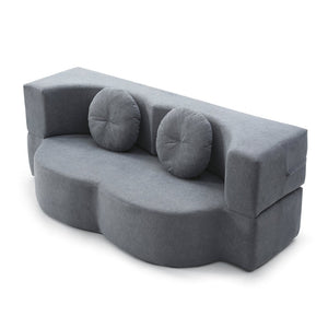 English Elm 2-in-1 Folding Floor Sofa Foam Sleeper Twin Futon Couch for Compact Living Spaces Grey W1117P419833