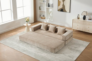 English Elm UNITED Folding Sofa Bed with Removable Cover Zipper, Chenille Memory Foam Sleeper for Small Spaces khaki W1568P293804