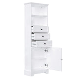 English Elm White Tall Storage Cabinet With 3 Drawers and Adjustable Shelves For Bathroom, Study, Office and Interior, Mdf Board With Painted Finish (Old Sku:Wf298151Aak)