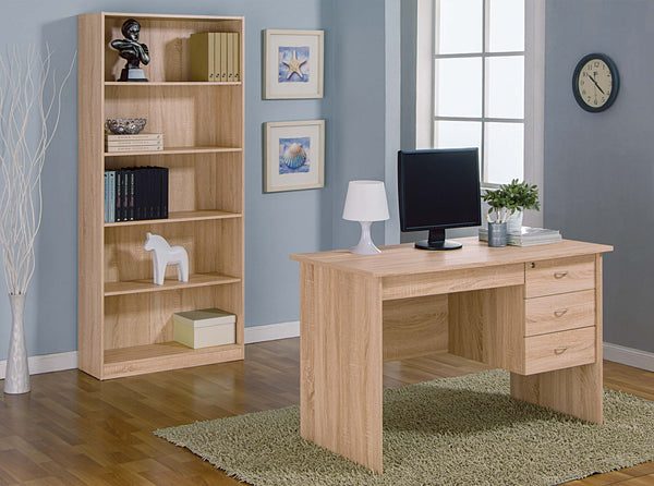 English Elm Three Locking Drawers Desk with Modesty Panel, Lockable Storage & Metal Curved Handles for Home Office B107P269951