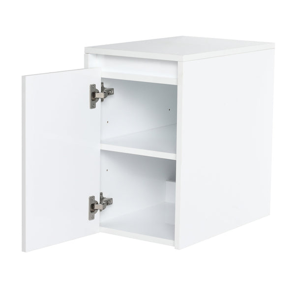 English Elm 12" Bathroom Side Cabinet - Wall-Mounted, Glossy White Finish, Soft-Close Doors, Space Saver Design W999P312082