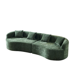 English Elm 111" L Shaped Cloud Sofa Plush Chenille Upholstered High Density Foam Apartment Living Room Green W1669S00056