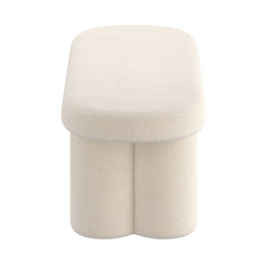 Worldwide Home Furnishings Azoro-bench-cream: Elegant Fully-upholstered Oval Bench With Sturdy Pedestal Legs For Modern Spaces Cream Boucle Fabric 401-163cm