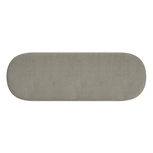 Worldwide Home Furnishings Azoro-bench-cream: Elegant Fully-upholstered Oval Bench With Sturdy Pedestal Legs For Modern Spaces Warm Grey Boucle Fabric 401-163wgy