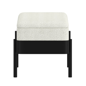 Worldwide Home Furnishings Odell-storage Bench In Ivory - Luxurious Boucle Fabric Ottoman With Hidden Storage & Modern Style Ivory,Black Boucle Fabric,Metal 401-550iv