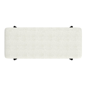 Worldwide Home Furnishings Odell-storage Bench In Ivory - Luxurious Boucle Fabric Ottoman With Hidden Storage & Modern Style Ivory,Black Boucle Fabric,Metal 401-550iv