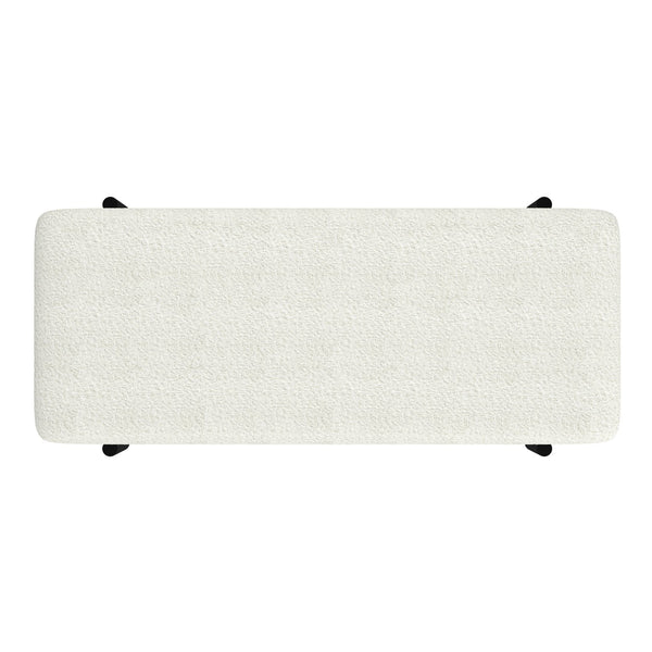 Worldwide Home Furnishings Odell-storage Bench In Ivory - Luxurious Boucle Fabric Ottoman With Hidden Storage & Modern Style Ivory,Black Boucle Fabric,Metal 401-550iv