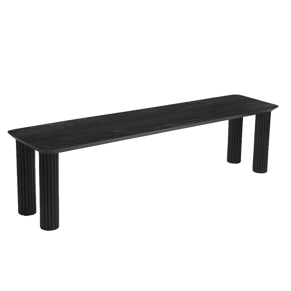Worldwide Home Furnishings Sangra-71" Bench – Durable Solid Mango Wood With Elegant Reeded Legs For Chic Home Decor Black Solid Wood 401-751blklg