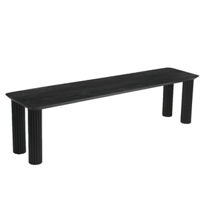 Worldwide Home Furnishings Sangra-71" Bench – Durable Solid Mango Wood With Elegant Reeded Legs For Chic Home Decor Black Solid Wood 401-751blklg