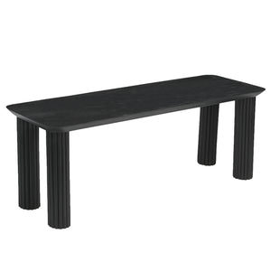 Worldwide Home Furnishings Sangra-51" Elegant Mango Wood Bench With Reeded Legs For Chic Dining Or Versatile Home Decor Black Solid Wood 401-751blksm