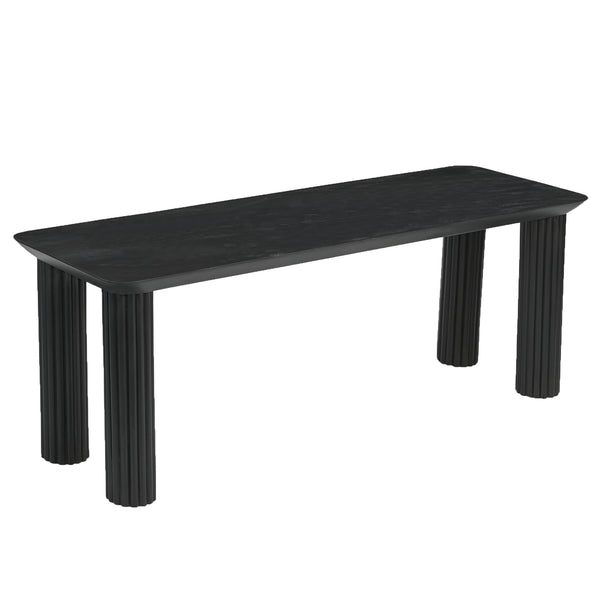Worldwide Home Furnishings Sangra-51" Elegant Mango Wood Bench With Reeded Legs For Chic Dining Or Versatile Home Decor Black Solid Wood 401-751blksm