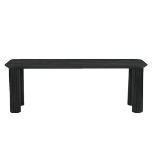 Worldwide Home Furnishings Sangra-51" Elegant Mango Wood Bench With Reeded Legs For Chic Dining Or Versatile Home Decor Black Solid Wood 401-751blksm