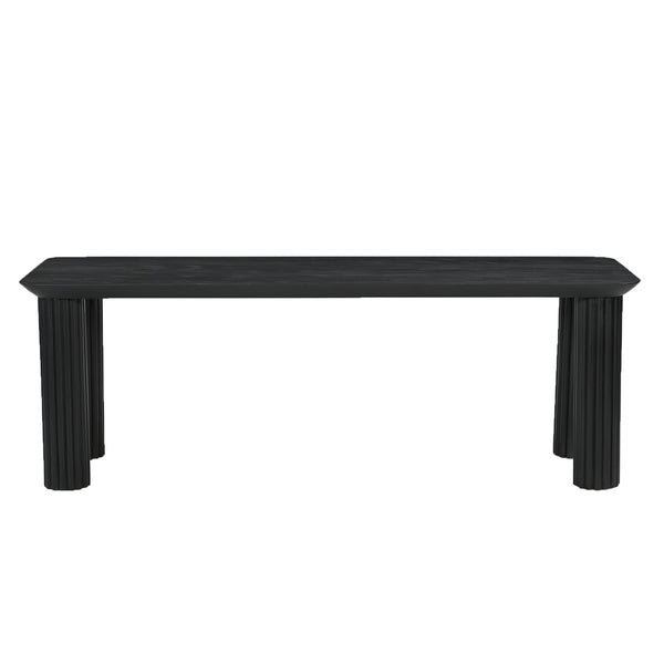 Worldwide Home Furnishings Sangra-51" Elegant Mango Wood Bench With Reeded Legs For Chic Dining Or Versatile Home Decor Black Solid Wood 401-751blksm