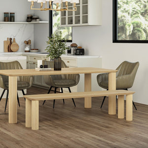 Worldwide Home Furnishings Sangra-71" Bench – Durable Solid Mango Wood With Elegant Reeded Legs For Chic Home Decor Natural Solid Wood 401-751natlg