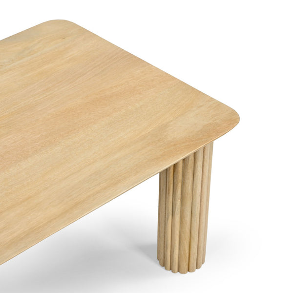 Worldwide Home Furnishings Sangra-51" Elegant Mango Wood Bench With Reeded Legs For Chic Dining Or Versatile Home Decor Natural Solid Wood 401-751natsm