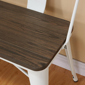 Worldwide Home Furnishings Modus-bench-white: Rustic Industrial Elm Wood Bench With Flared Legs For Modern Urban Home Décor White Metal,Solid Wood 401-939wt