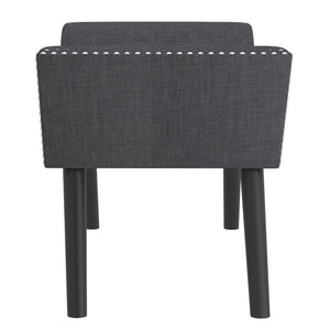 Worldwide Home Furnishings Lana-bench-grey: Retro-inspired Stylish Bench With Flared Legs, Nailhead Detailing & Comfort Design Grey,Black Fabric,Solid Wood 401-950gy