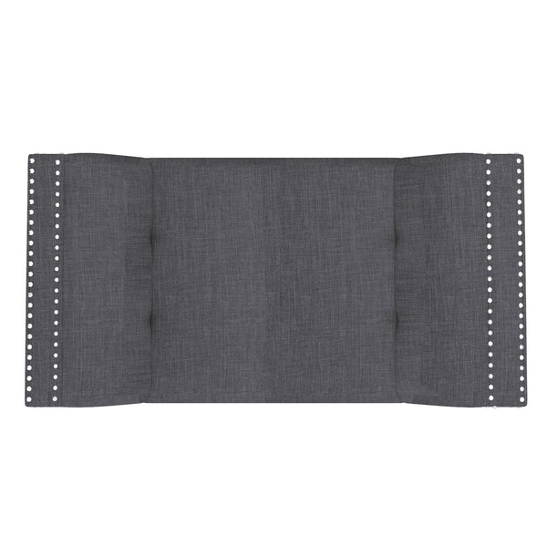 Worldwide Home Furnishings Lana-bench-grey: Retro-inspired Stylish Bench With Flared Legs, Nailhead Detailing & Comfort Design Grey,Black Fabric,Solid Wood 401-950gy